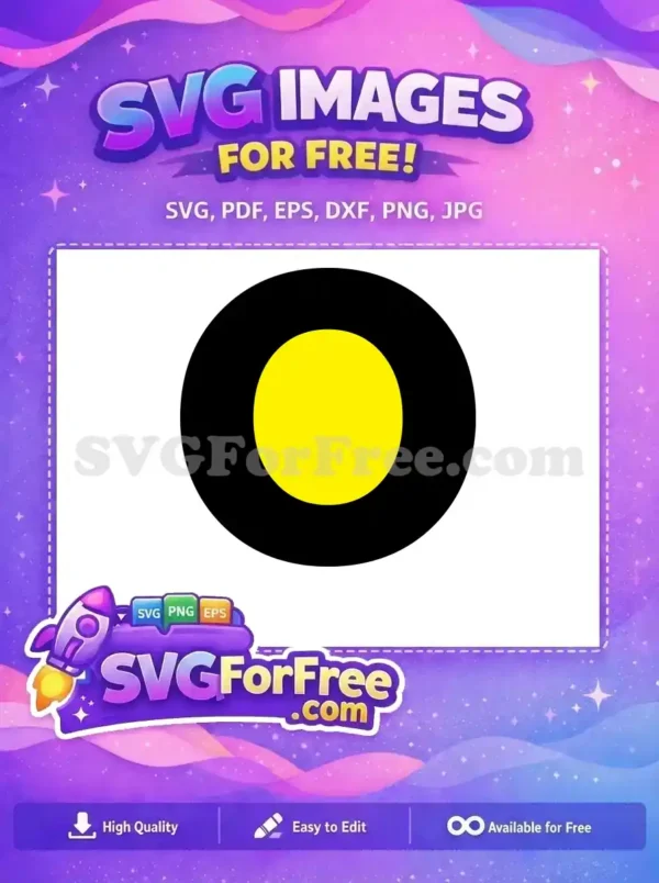 A bold, free design featuring a black outer circle and a vibrant yellow inner circle, creating a clear bullseye target graphic.