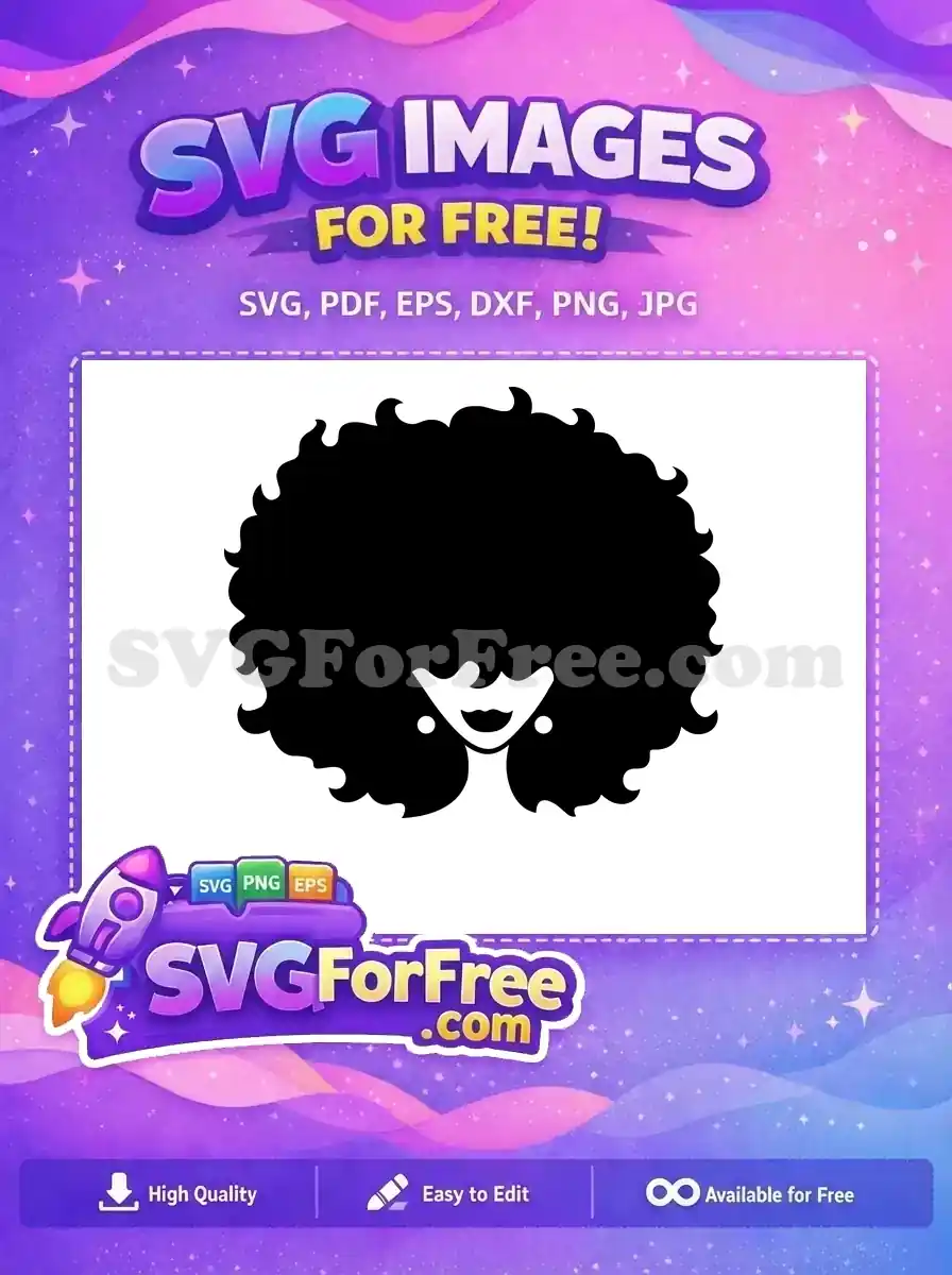 A stylish free design of a woman with a magnificent afro hairstyle, featuring a cheerful smile and earrings. This free vector is ideal for celebrating diversity and natural beauty in your creative projects.