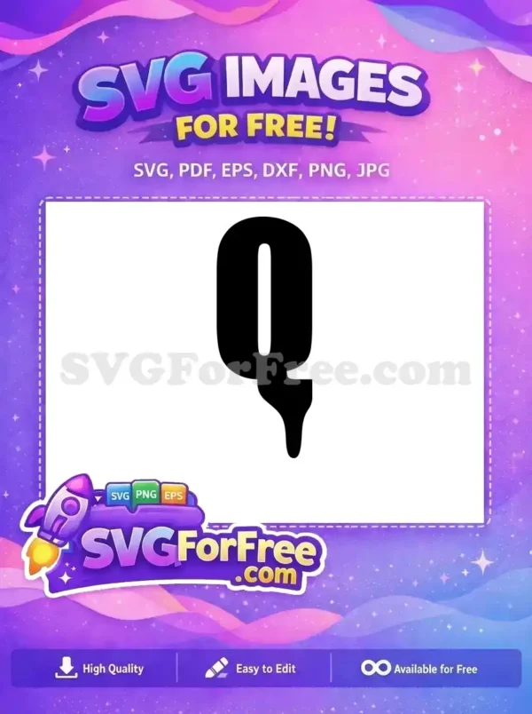 A bold, free black letter 'Q' with a unique dripping effect, perfect for creative free design projects.