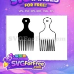 Free Black Silhouette Afro Pick Free Outline Hair Comb Black History Month Free SVG - Instant Download