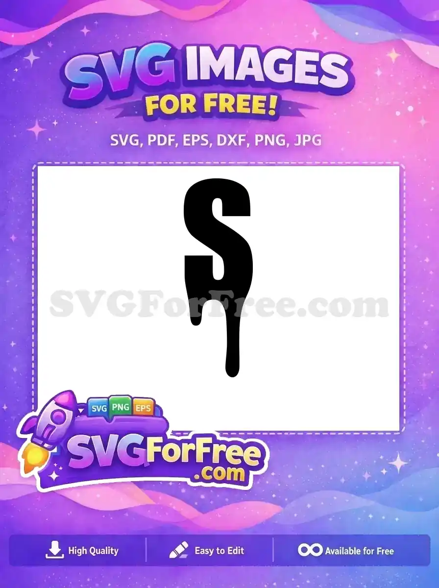 Free dripping S letter design, perfect for edgy logos, Halloween crafts, or unique typography projects. Get this free SVG!