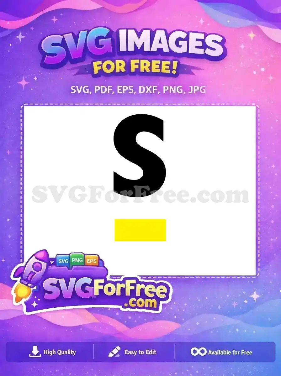 A free bold black letter 'S' with a vibrant yellow rectangular base, ideal for modern logos and graphic designs. Download this free vector.