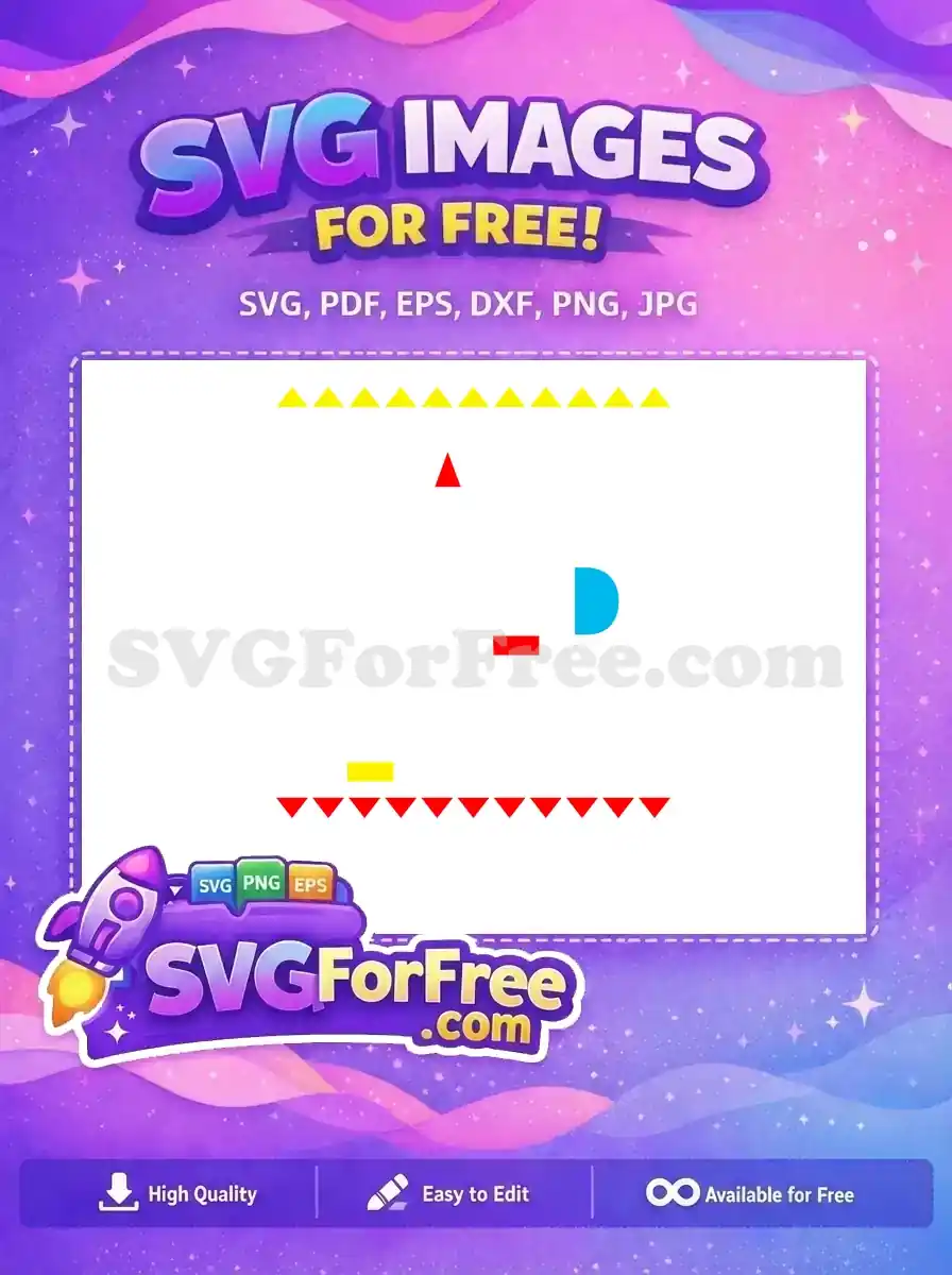 A striking free geometric design with colorful shapes, including triangles, rectangles, and a half-circle on white.