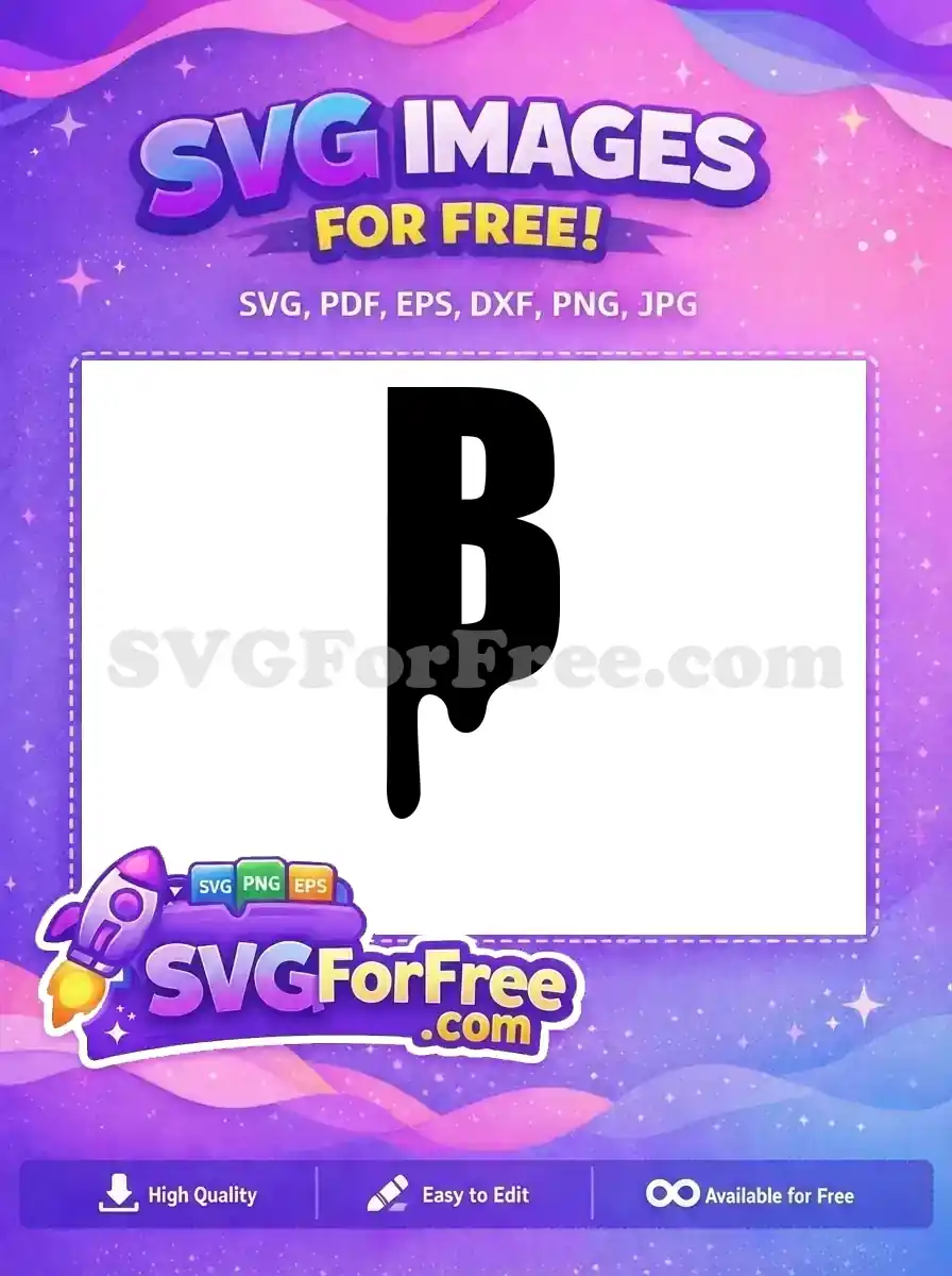 Discover this free melting "B" letter SVG design, perfect for adding a playful, unique touch to any project. An awesome free graphic.