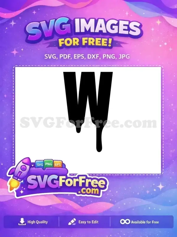 A free design featuring a bold, black letter 'W' with a cool dripping effect, ideal for modern projects and free downloads. Enhance your creative works.