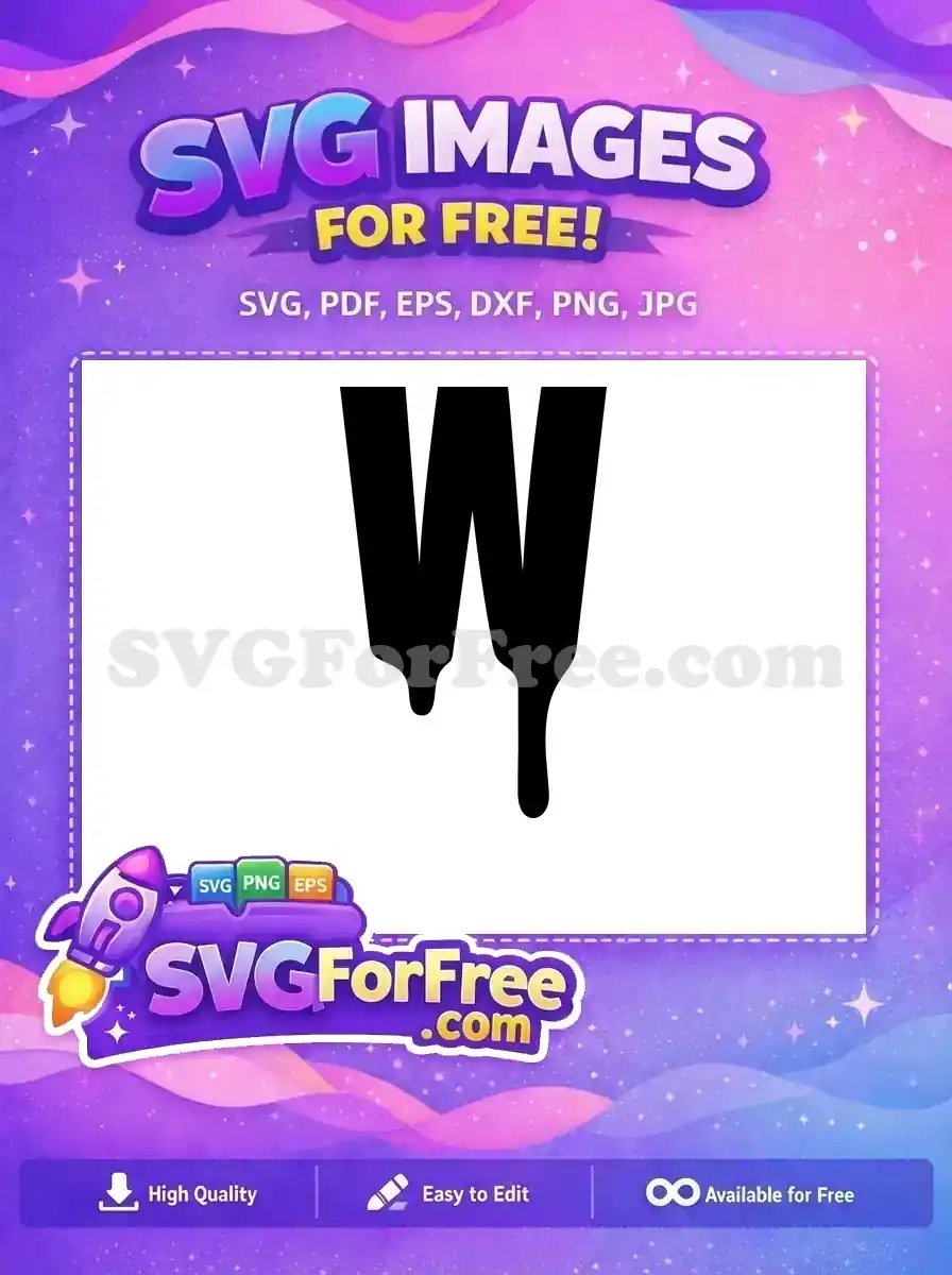A free design featuring a bold, black letter 'W' with a cool dripping effect, ideal for modern projects and free downloads. Enhance your creative works.