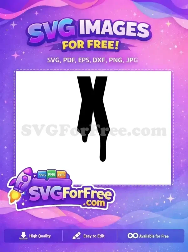 A free black 'X' mark with a stylized, dripping bottom effect, ideal for modern graphic designs and creative projects.