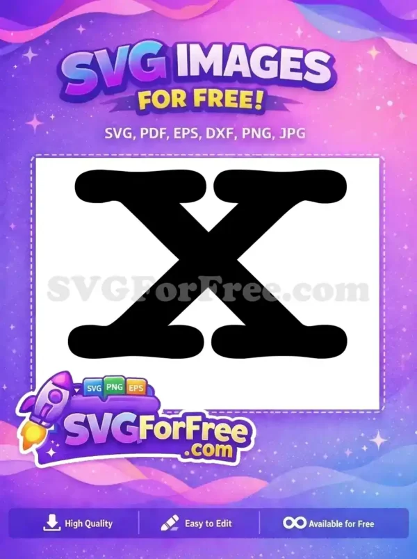 A striking free black 'X' symbol with unique rounded ends, offering a modern and versatile graphic for any free design project.