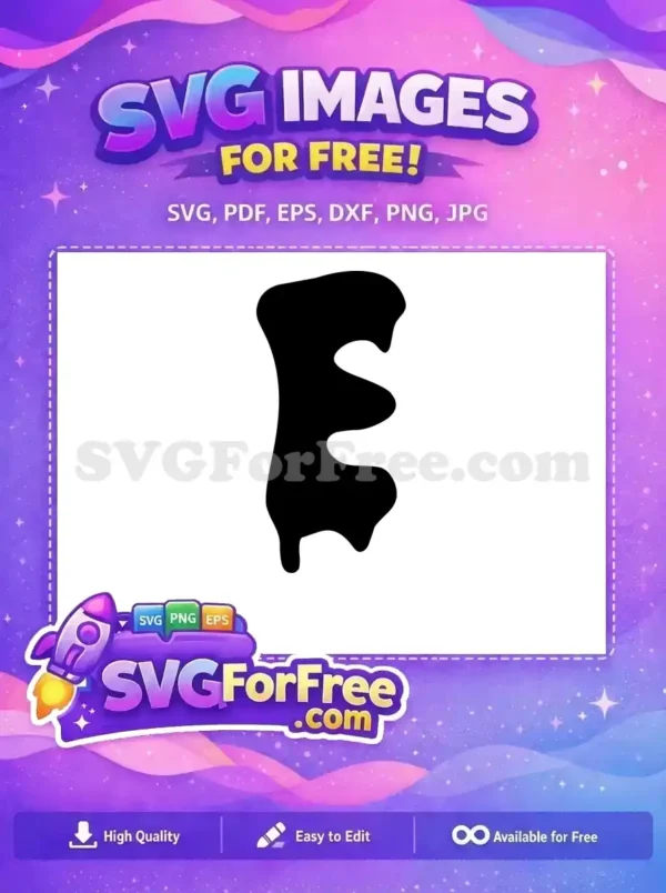 Download this free abstract fluid black shape SVG, resembling a stylized letter or a drip, ideal for various creative projects. A free design.