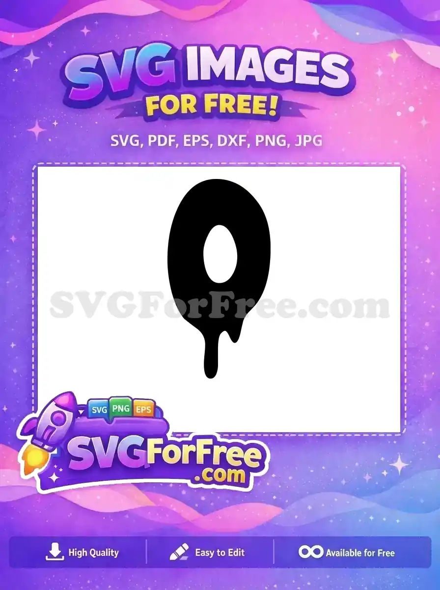 A free design featuring a bold black dripping donut-like shape with a central hole, ideal for various projects.
