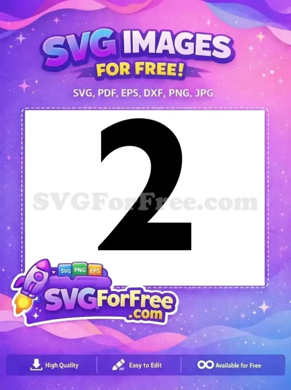 A striking free SVG of the bold black numeral two, ideal for your digital and print projects. Download this free design now!