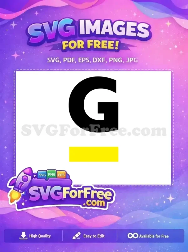 A bold black letter 'G' positioned above a striking yellow rectangular bar, a versatile free design graphic.