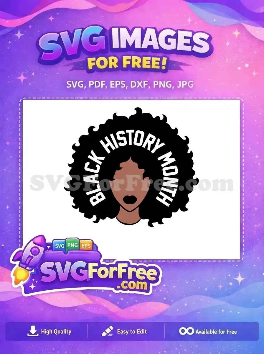 A compelling free design of a Black History Month graphic featuring a woman's afro with text. Perfect for digital projects.