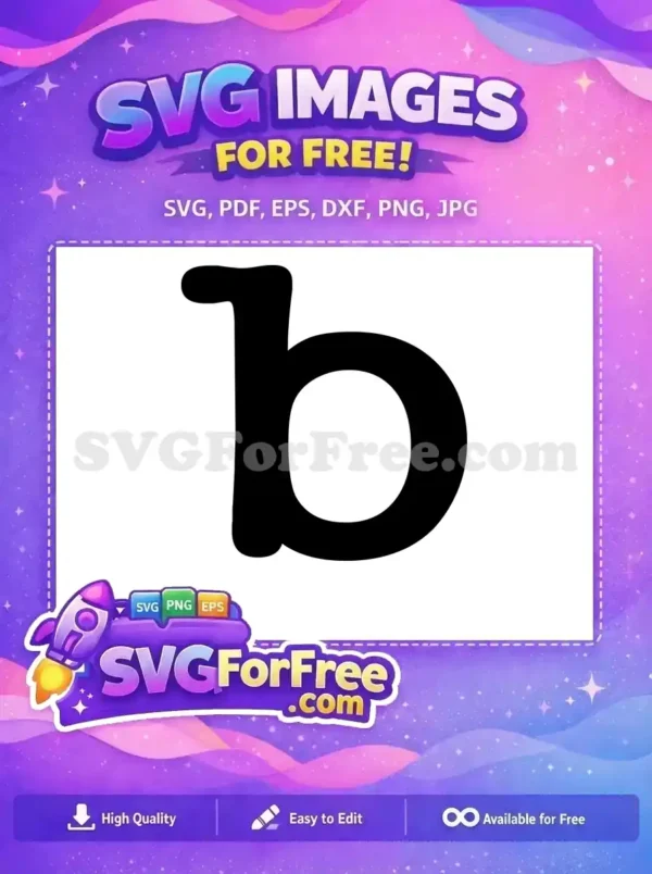Free Lowercase ‘b’ SVG – Bold & Versatile Design! Download this free lowercase 'b' vector, ideal for crafts, education, and personalized designs. A versatile free design.