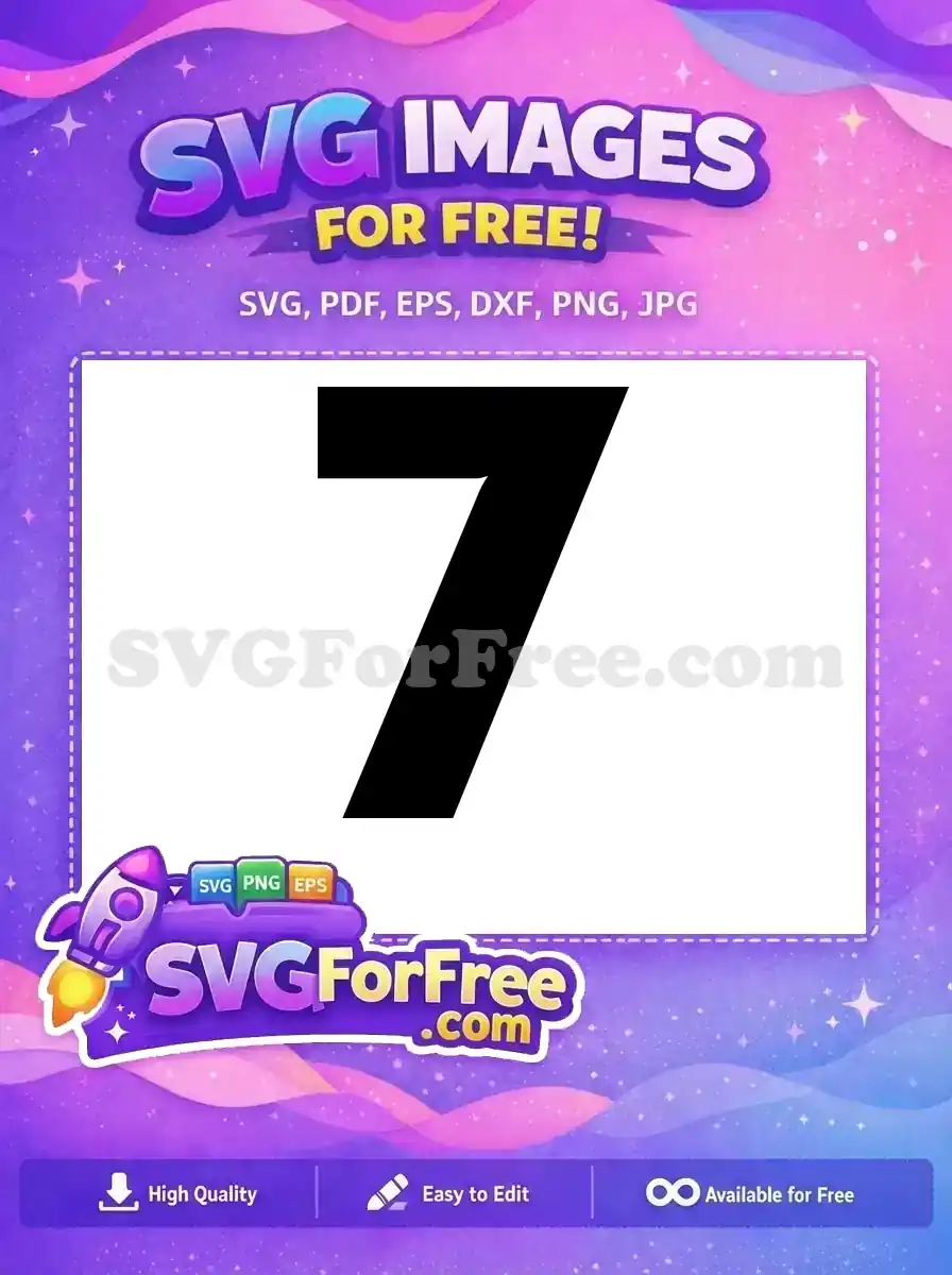 A striking black number seven free design, showcasing clean lines and a modern aesthetic, ideal for various digital and print applications.