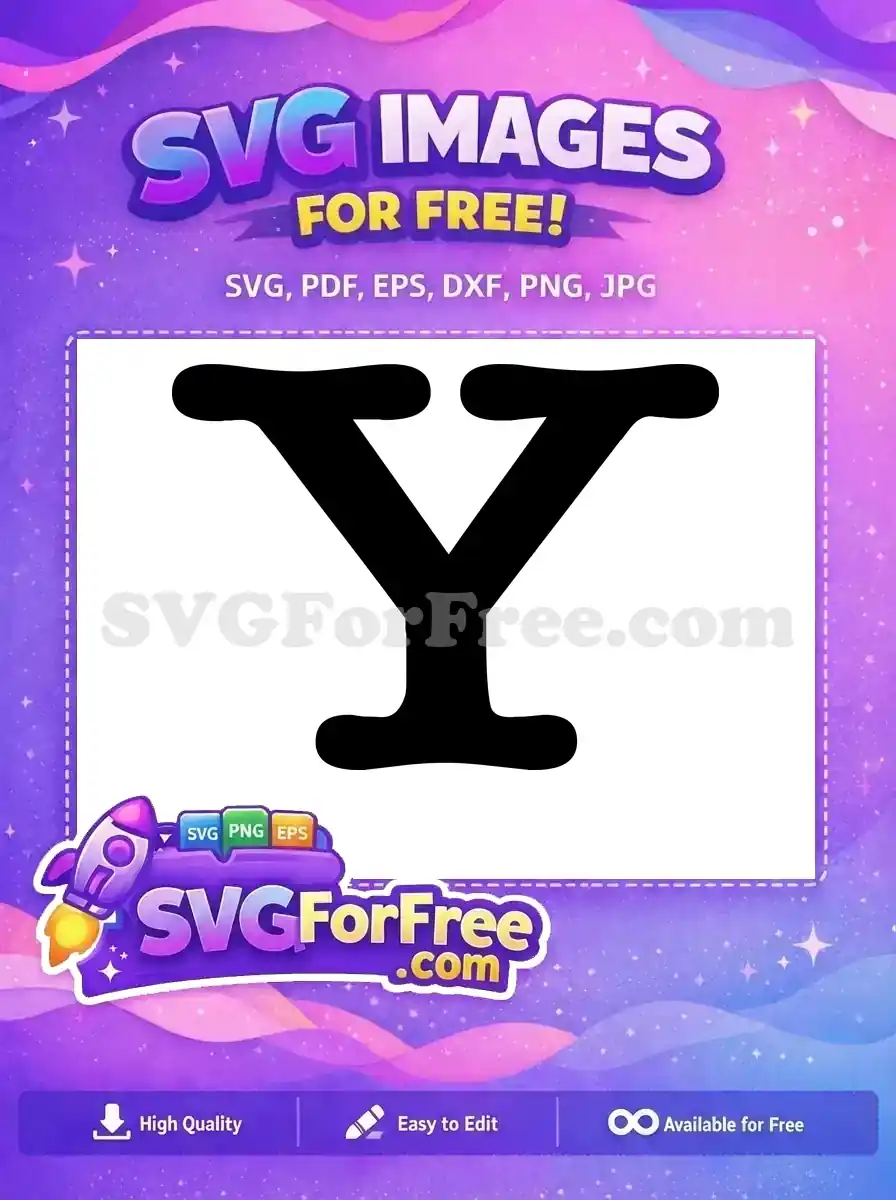 A free, bold black capital letter Y SVG image with rounded serifs, ideal for branding and crafting projects. Download this free design now!