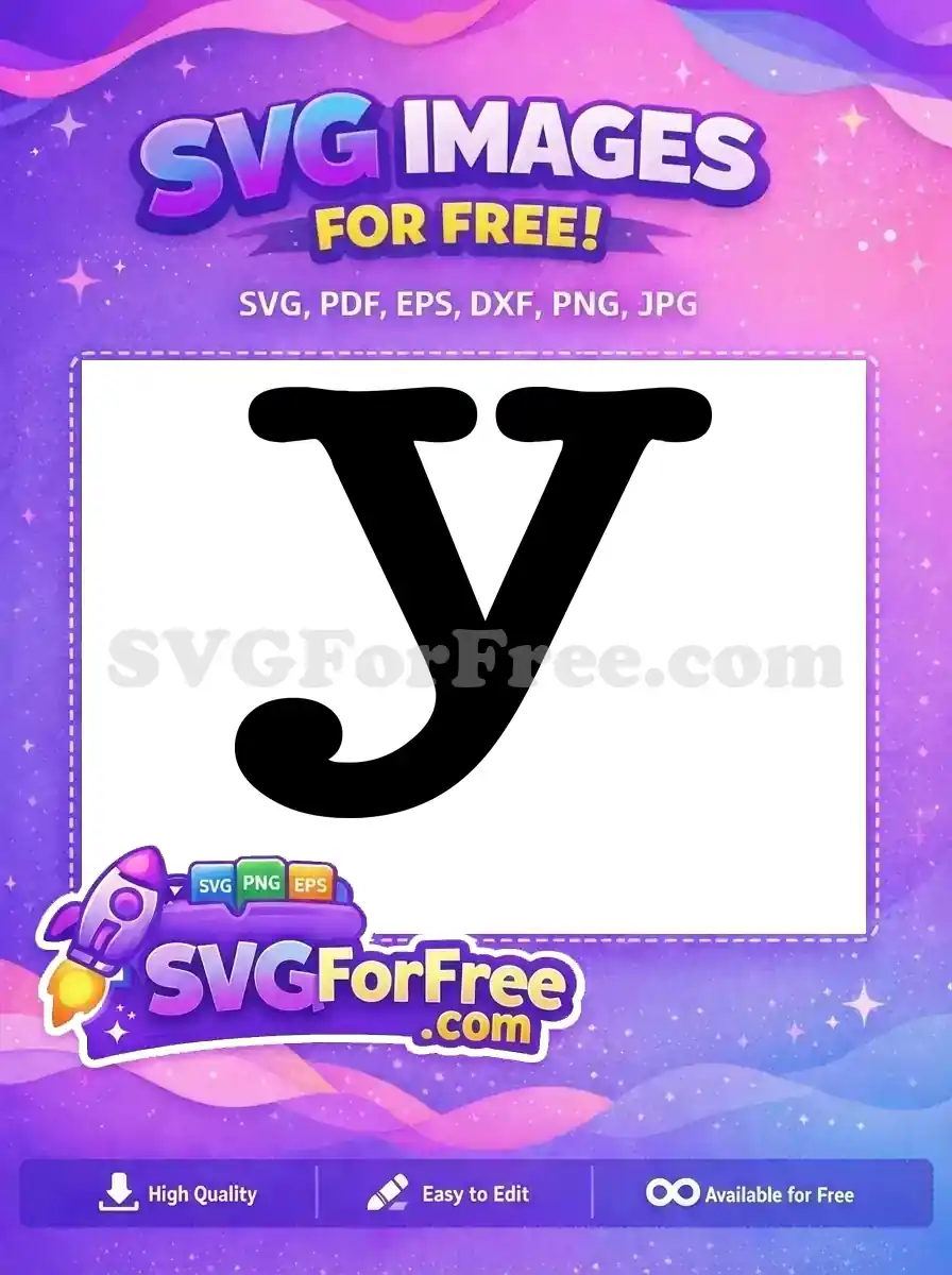 A free stylized lowercase 'y' graphic, bold and elegant, with rounded serifs and a decorative curl. Enhance your free projects easily.