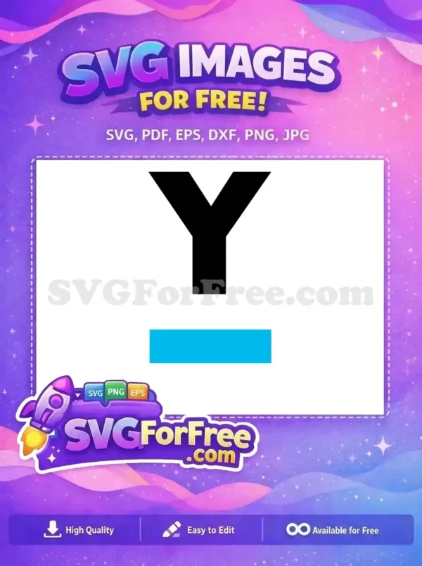 A compelling free black 'Y' symbol with a vibrant cyan blue bar, offering a modern and dynamic free design for various projects.