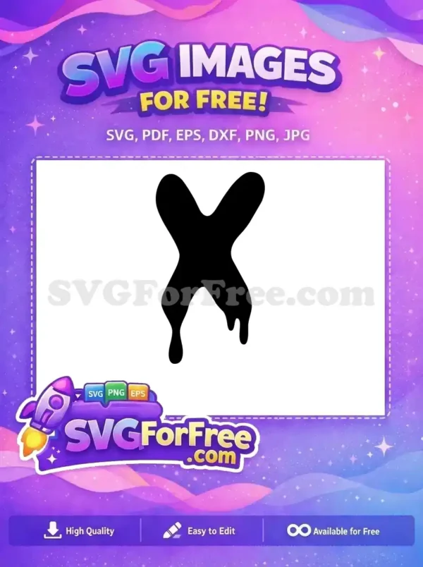 Free dripping 'X' vector graphic in bold black, ideal for grunge or urban designs. Download this versatile free SVG today!