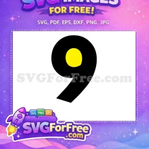 A free digital design featuring a bold black number nine with a bright yellow circle in its loop. Ideal for modern projects.