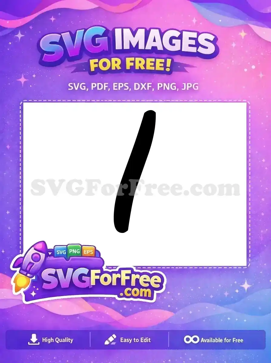 A free design featuring a bold, black, slightly curved, elongated stroke or slash symbol, perfect for modern digital projects. Download this free SVG today.