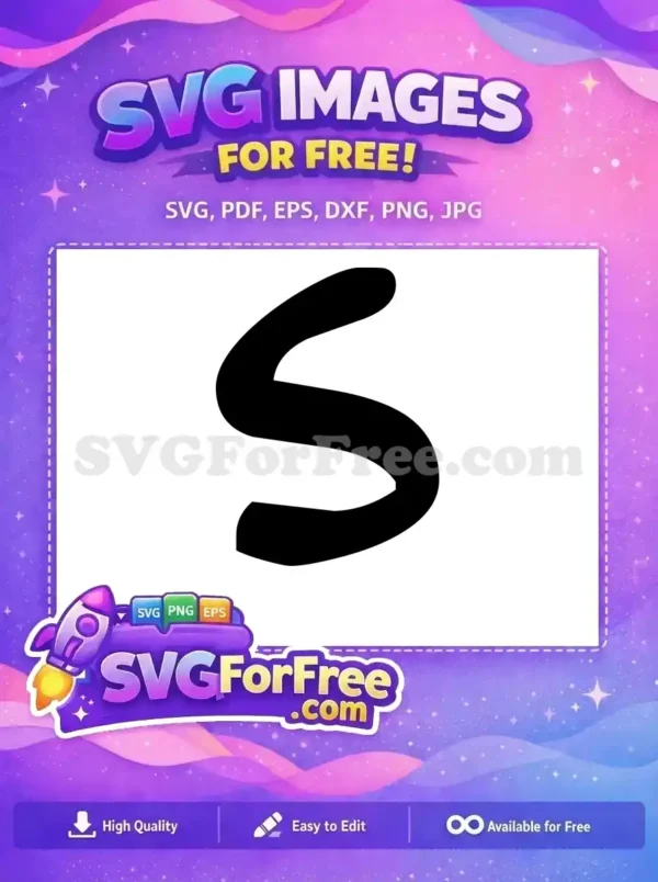 A free, bold, and elegantly stylized black letter 'S' SVG, perfect for creative projects. Download this free design now!