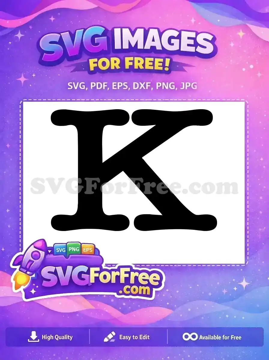 A bold, free letter K design with smooth, rounded edges, ideal for any project. Grab this free SVG vector today!