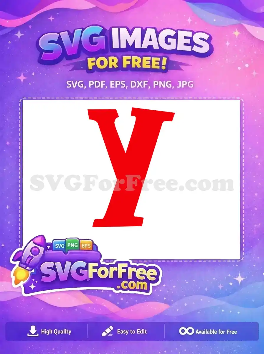 A vibrant, bold red letter Y free design, perfect for crafting, digital art, and personal projects. Download this free SVG now!