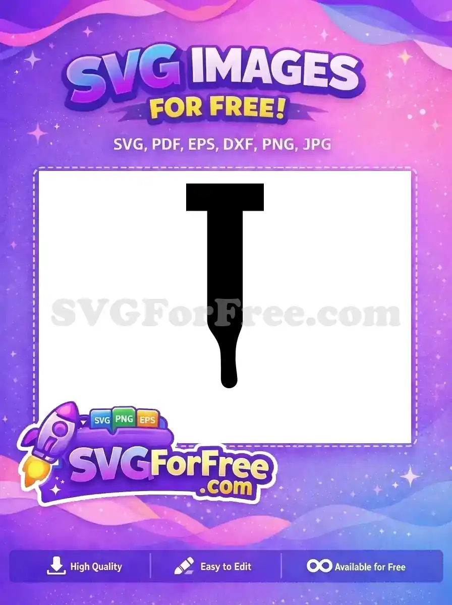 A minimalist black silhouette of a free dropper or pipette icon, ideal for medical, scientific, or craft designs. Get this free design now!