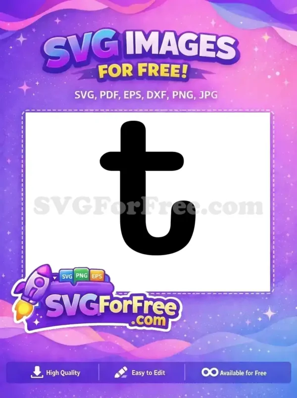 A free, bold black vector graphic resembling the iconic lowercase 't' or Tumblr logo, fully scalable for any project.