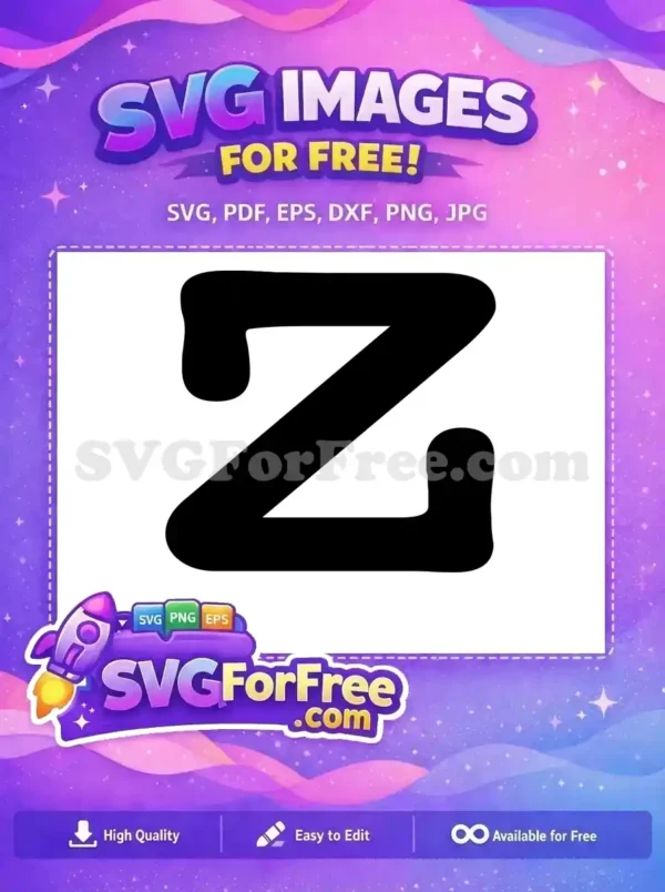 A free, bold, black letter Z SVG design with rounded, organic edges, perfect for creative projects. Download this free graphic.