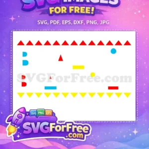 Free Geometric Shapes SVG Design – Abstract Colorful Art A vibrant free SVG geometric design featuring red and yellow triangles, blue and red D-shapes, and colorful abstract elements. Ideal free resource.