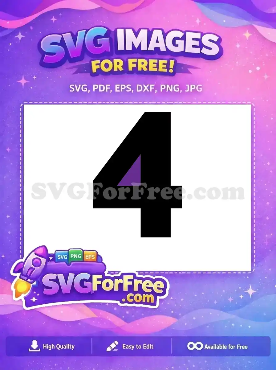 A free design featuring a bold black number 4 with a distinct purple triangular detail on its upper left stroke, ideal for digital use.