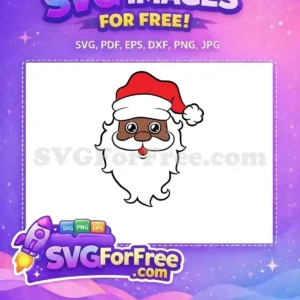 A delightful free Santa Claus head design, featuring a jolly face with a red hat and white beard, perfect for festive crafts.