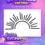 Free Hand-Drawn Sunrise Free Black Line Art Boho Summer Design Free SVG - Instant Download