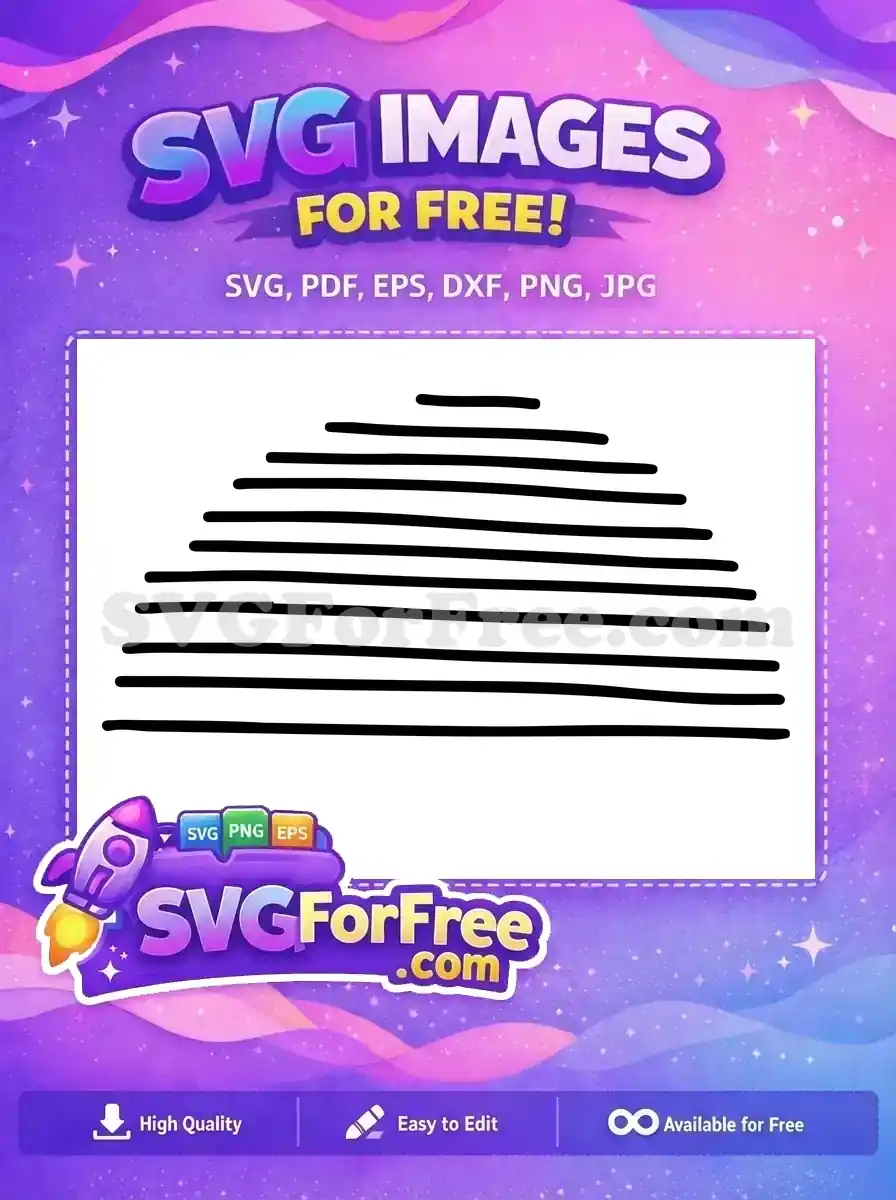 Free abstract line art SVG featuring hand-drawn black horizontal lines forming a unique pyramid shape, ideal for free designs.