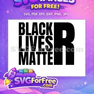 Free Black Lives Matter SVG – Powerful Statement Design Free 'Black Lives Matter' SVG design, featuring bold black text on white, with a large 'R' completing the impactful statement. Free for all uses.