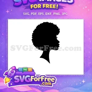 A captivating free design of a powerful afro profile silhouette. This free SVG embodies natural beauty and cultural pride, perfect for diverse projects.
