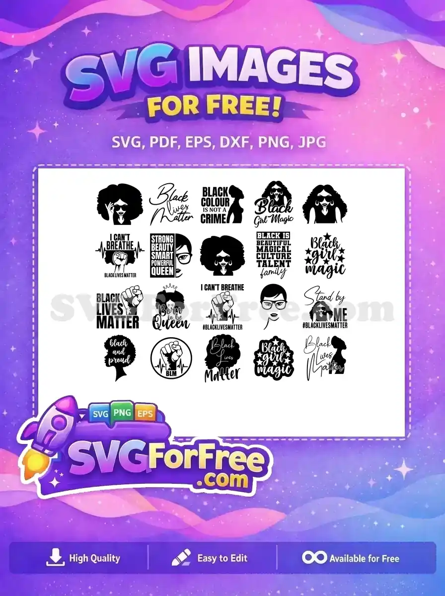 A powerful free SVG bundle featuring diverse Black Lives Matter designs and empowering Black women silhouettes. Get this free design now!