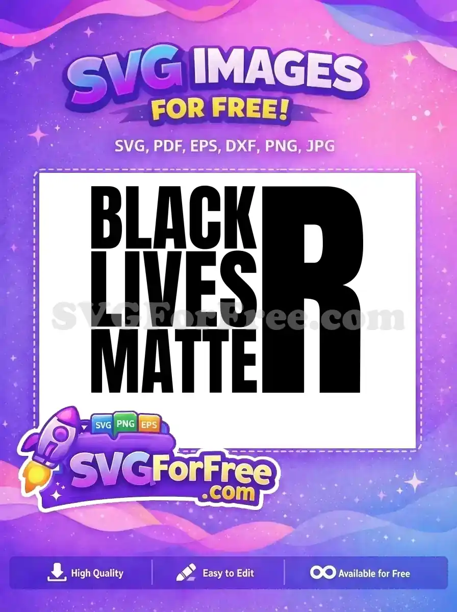 A free Black Lives Matter SVG design, featuring bold black text on white, making a powerful statement for equality and justice.