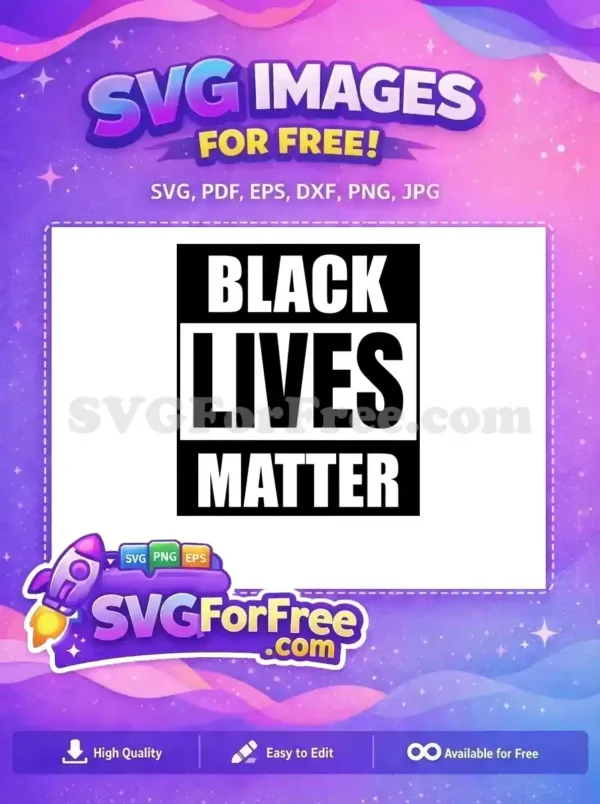 A powerful free design featuring 'BLACK LIVES MATTER' in bold white capital letters on a solid black background.