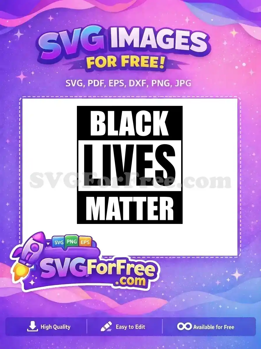 A bold, free Black Lives Matter SVG design featuring white text on a black background, perfect for impactful projects. Download this free vector.