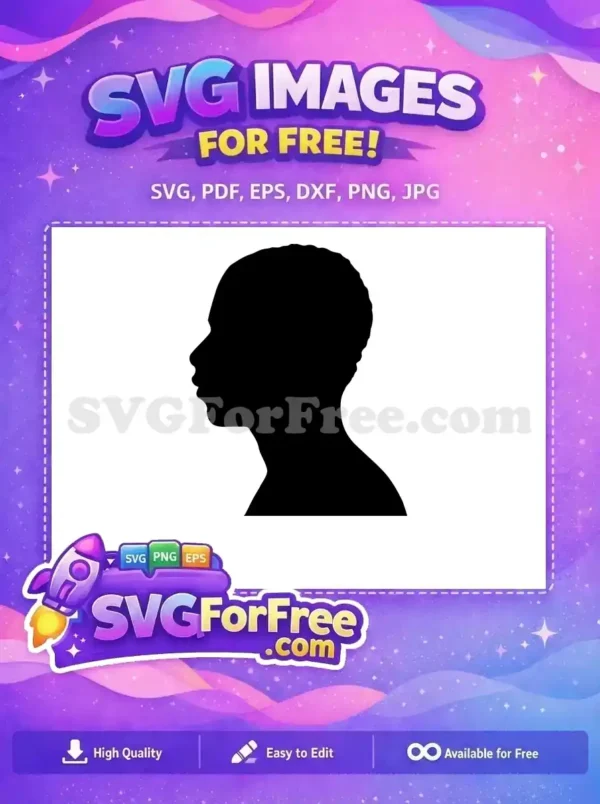 A striking free design featuring a crisp black silhouette of a person's head and upper torso in profile, ideal for various free creative projects.