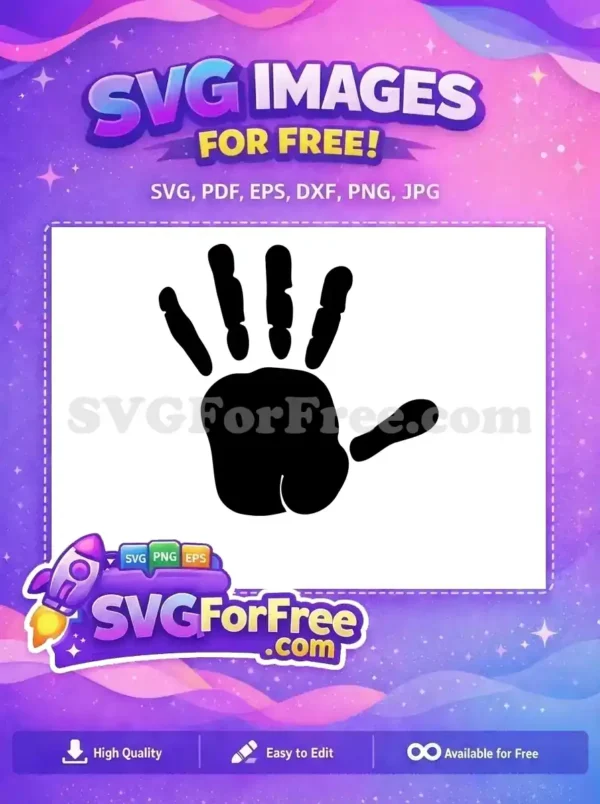 A free bold black handprint vector graphic, perfect for creative projects. This free design is versatile and impactful.