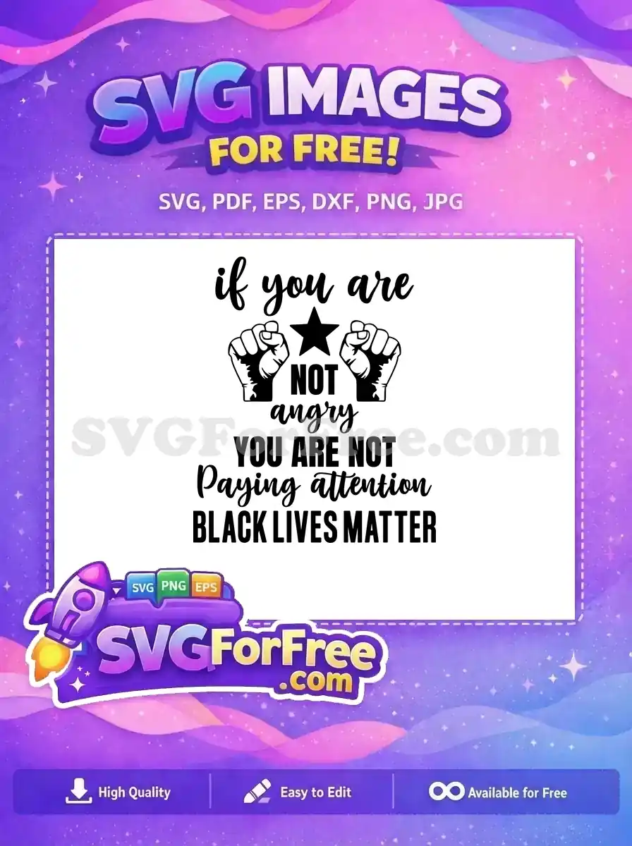 Free Black Lives Matter SVG with powerful text and raised fists, advocating for social justice. A impactful design.