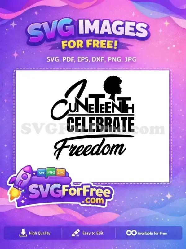 Free Juneteenth 'Celebrate Freedom' design featuring a powerful Afro-silhouette, perfect for free creative projects.