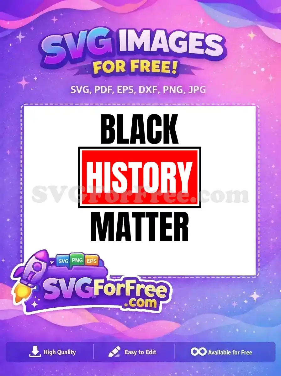 Impactful 'BLACK HISTORY MATTER' free SVG design featuring bold black and white text on a vibrant red banner. Free for all!