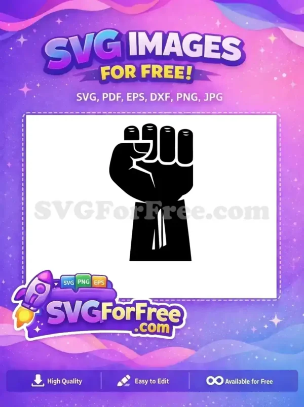 A free design featuring a bold, black raised fist, symbolizing power, unity, and resistance, perfect for free creative projects.