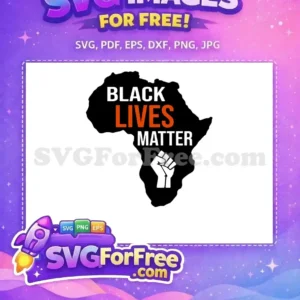Free 'Black Lives Matter' design on Africa map with a raised fist. Bold text. Powerful symbol of unity and justice.