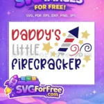 Free Daddy's Little Firecracker Free Gold Stars 4th of July Free SVG - Instant Download
